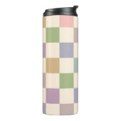 Pastel geruit geometrisch retrocheckerpatroon thermosbeker (Gedraaid links)