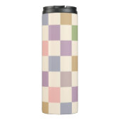 Pastel geruit geometrisch retrocheckerpatroon thermosbeker (Achterkant)