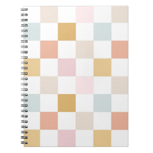 Pastel geruit zomer retro kleurrijk patroon notitieboek