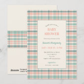 Pastel geruite babyshower uitnodiging (Voorkant / Achterkant)