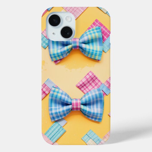 Pastel geruite cute vlinderdas Case-Mate iPhone case (Achterkant)