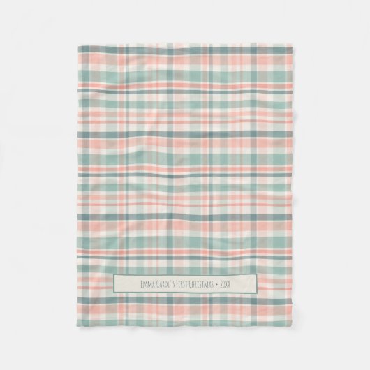 Pastel geruite eerste kerst van de baby fleece deken (Voorkant)