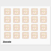 Pastel geruite gepersonaliseerde verjaardag Cute f Vierkante Sticker (Vel)