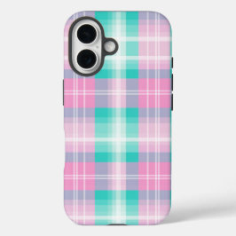 Pastel geruite lente kleuren aangenaam iPhone 16 hoesje