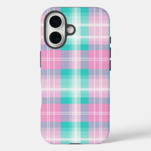 Pastel geruite lente kleuren aangenaam iPhone 16 hoesje