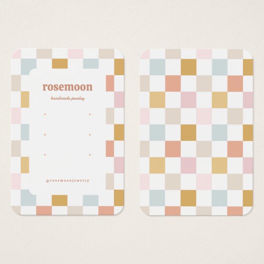 Pastel geruite oorbel display Kaart (Voorkant /achterkant)