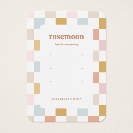 Pastel geruite oorbel display Kaart (Voorkant)