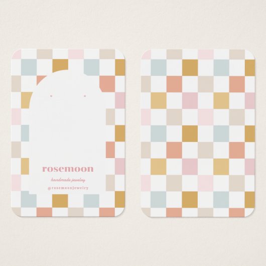 Pastel geruite oorbel display Kaart (Voorkant /achterkant)