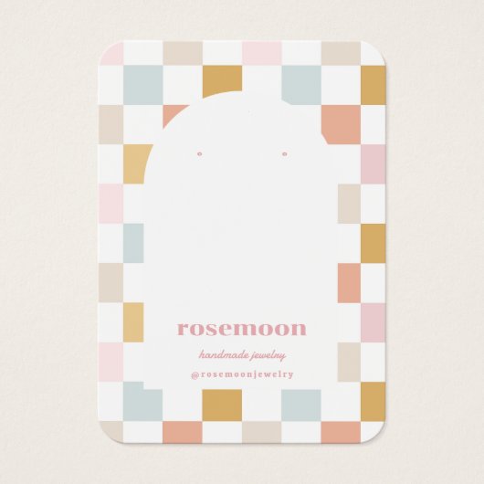 Pastel geruite oorbel display Kaart (Voorkant)