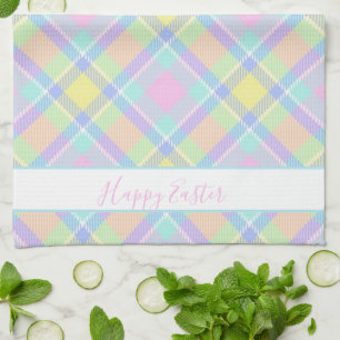 Pastel geruite Pasen Keukenhanddoek