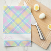 Pastel geruite Pasen Keukenhanddoek (Quarter Fold)