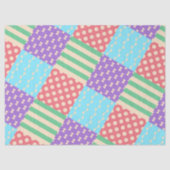 Pastel Geruite Stippen Lint Geometrisch Tissuepapier (Voorkant)