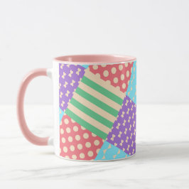 Pastel geruite streep lint stip geometrisch mok