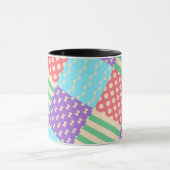 Pastel geruite streep lint stip geometrisch mok (Midden)