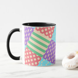 Pastel geruite streep lint stip geometrisch mok
