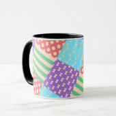 Pastel geruite streep lint stip geometrisch mok (Voorkant links)