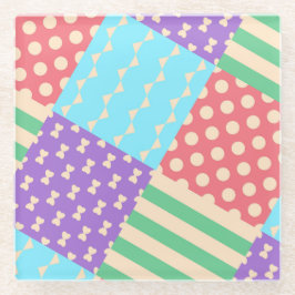 Pastel Geruite Streep Strik Geblokte Geometrisch Glazen Onderzetter
