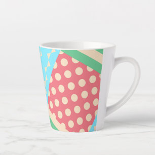 Pastel Geruite Streep Strik Geblokte Geometrisch Latte Mok
