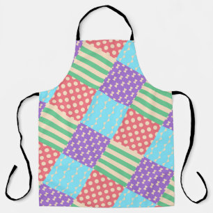 Pastel Geruite Streep Strik Geblokte Geometrisch Schort