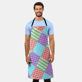 Pastel Geruite Streep Strik Geblokte Geometrisch Schort (Gedragen)