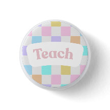 Pastel geruite “Teach” knop