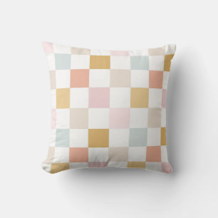 Pastel geruite zomer retro naadloos patroon kussen
