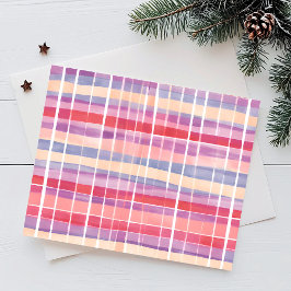 Pastel Geschetste Plaid | Schattige Waterverf Feestdagenkaart