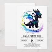 Pastel geschilderd draak digitale meisje verjaarda kaart (Voorkant / Achterkant)