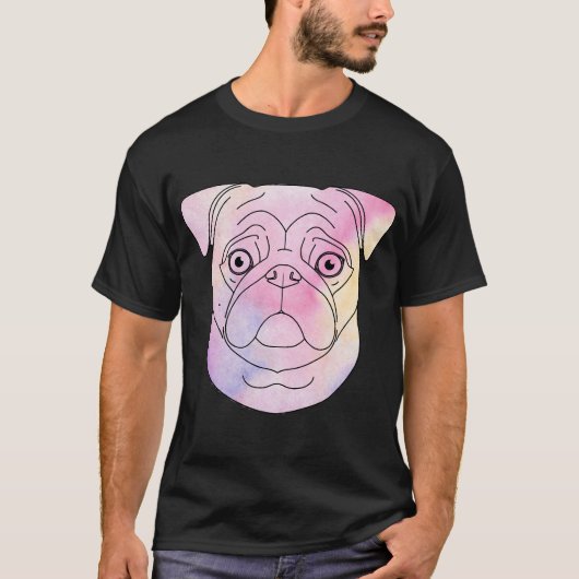 Pastel Geschilderde Pug T-shirt (Voorkant)