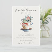 Pastel gestapelde bekertjes Vrijgezellenfeest Tea  Bedankkaart (Staand voorkant)