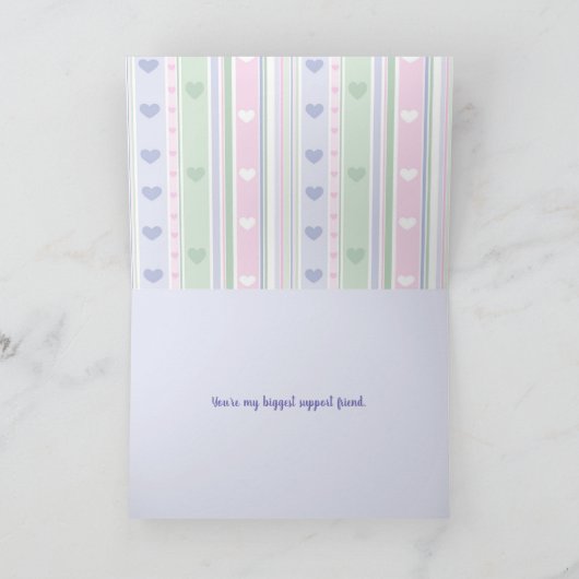 pastel gestreept harten dank kaart (Binnen)