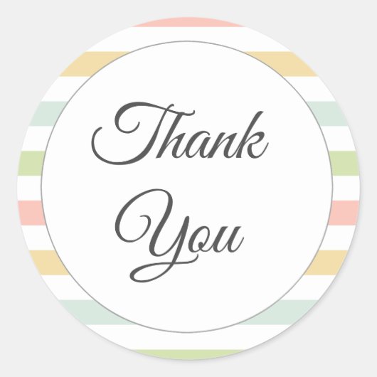 Pastel gestreept, kleurrijk dank u ronde sticker (Voorkant)