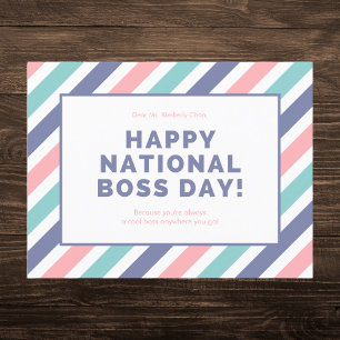 Pastel gestreepte Happy National Boss Day Feestdagenkaart