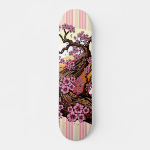 Pastel Gestreepte Kersenbloesem Zonsondergang Japa Persoonlijk Skateboard