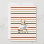 Pastel gestreepte konijnen & ei foto feestdagenkaart (Achterkant)