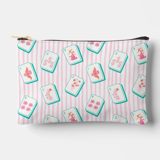 Pastel Gestreepte Mahjong Cosmetica en Etui (Voorkant)