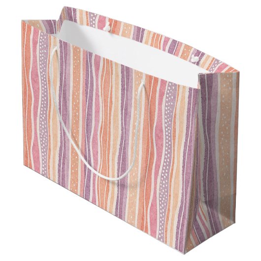 Pastel Gestreepte Patroon Grote Gift Bag Groot Cadeauzakje (Achterkant Gekanteld)