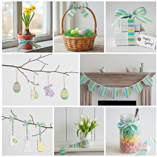 Pastel gestreepte satijnen lint