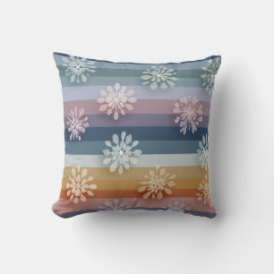 Pastel gestreepte sneeuwvlok bloemenkussen kussen