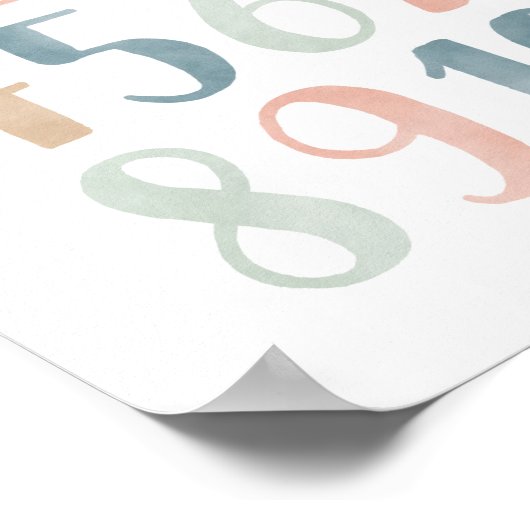 Pastel Getallen Meisje Nursery Decor Poster (Hoek)