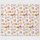 Pastel-getint schattig dessertpatroon cadeaupapier (Vlak)