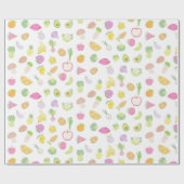 Pastel-getinte Schattige fruit en groenten Patroon Cadeaupapier (Vlak)