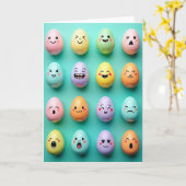 Pastel Gezichten Fun Vrienden Kaart (Gele Bloem)