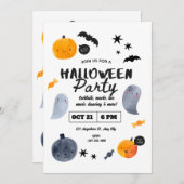 Pastel Ghost Halloween Invitation for Toddlers   Kaart (Voorkant / Achterkant)