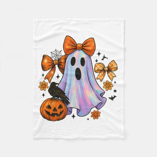 Pastel Ghost Halloween Pumpkin Ghost Coquette voor Fleece Deken (Voorkant)