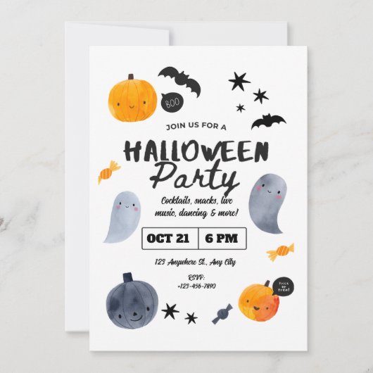 Pastel Ghost Halloween-uitnodiging voor peuters Kaart (Voorkant)