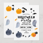 Pastel Ghost Halloween-uitnodiging voor peuters   Kaart (Voorkant / Achterkant)