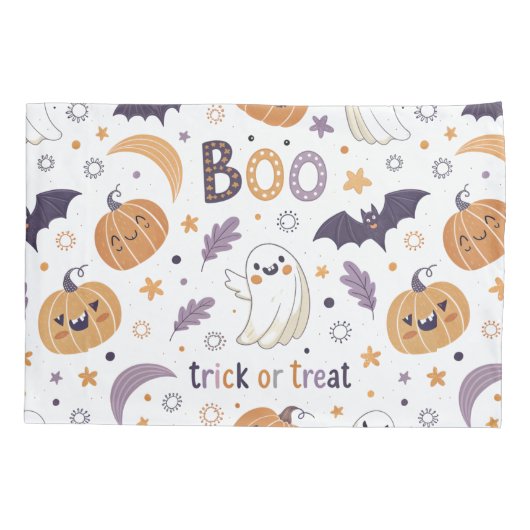 Pastel Ghost & Pumpkin Pillowcase Kussensloop (Achterkant)