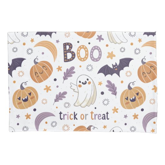 Pastel Ghost & Pumpkin Pillowcase Kussensloop (Voorkant)