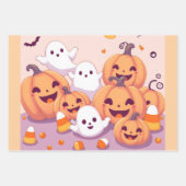 Pastel Ghosts & Pumpkins Gift Wrap Inpakpapier Vel (Voorkant 3)